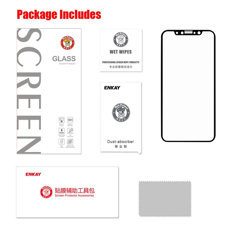 HAT PRINCE Full Glue Full Size 0.26mm 9H 2.5D Arc Edge Tempered Glass Screen Protector for iPhone X / Xs 5.8 inch