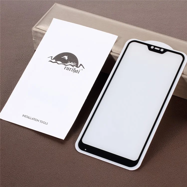 RURIHAI 0,26mm 2,5D Curved Tempered Glass Full Size Screen Protector para Xiaomi Mi A2 Lite / Redmi 6 Pro - Preto