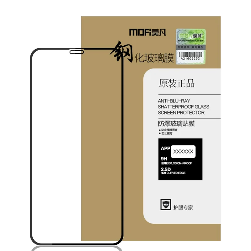 MOFI 9H Anti-burst 2.5D Arc Edge Full Size Tempered Glass Screen Protective Film for iPhone (2019) 6.1" / XR 6.1 inch - Black