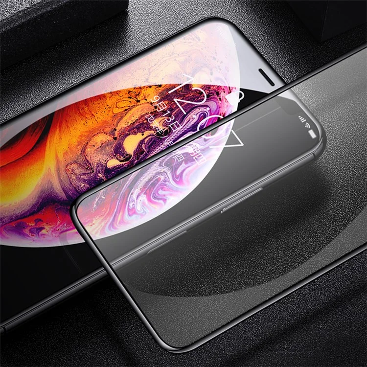 Mocolo 3D Gebogener Kleber Kaltschnitzer Mit Temperamentvollem Glasschriftenschutz Für Iphone (2019) 6,5 " / xs Max 6,5 Zoll - Schwarz