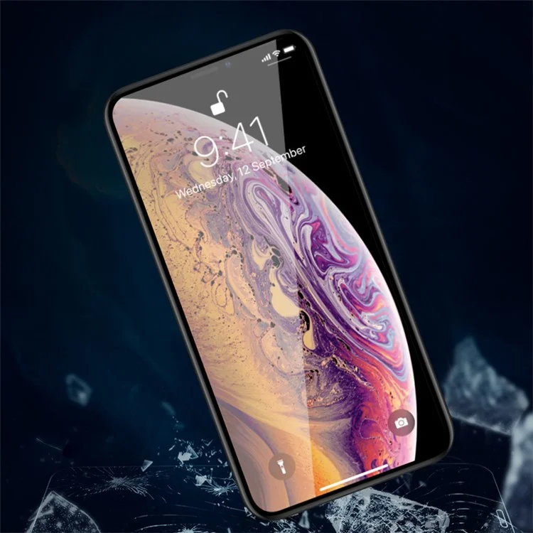 Mocolo 3D Gebogener Kleber Kaltschnitzer Mit Temperamentvollem Glasschriftenschutz Für Iphone (2019) 6,5 " / xs Max 6,5 Zoll - Schwarz