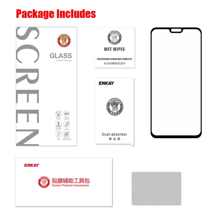 HAT PRINCE Full Glue Full Size 0.26mm 9H 2.5D Arc Edge Tempered Glass Screen Protector per Huawei Honor 8X