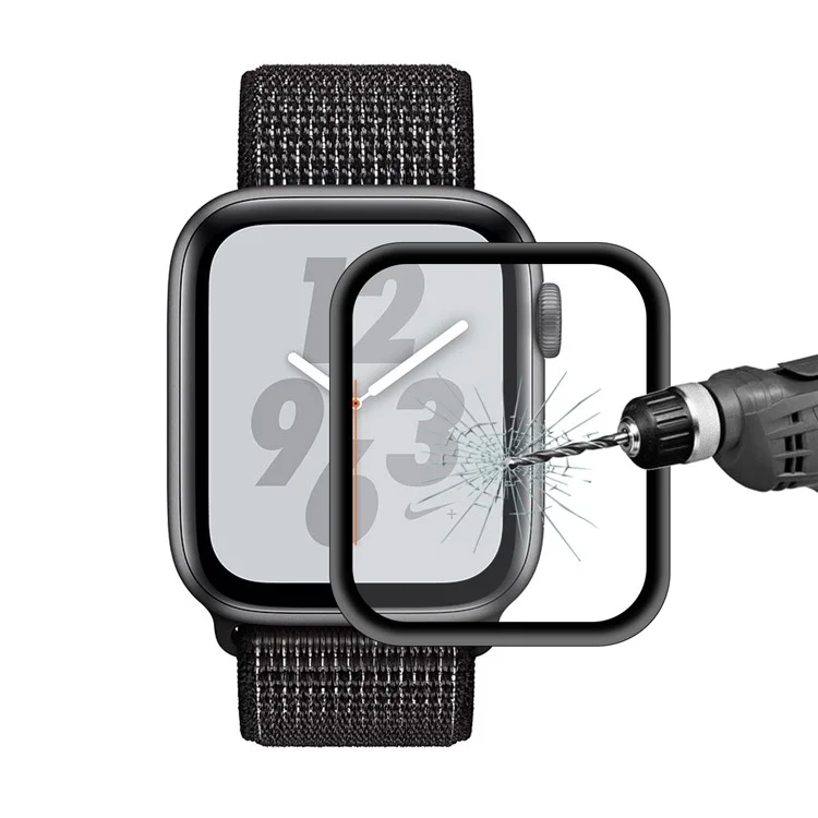 Chapéu Príncipe Para Apple Watch Series 5 4 44mm 0.2mm 9h 3D Liga De Alumínio Borda De Liga De Alumínio De Vidro Moderado Escudo De Tela Inteira Anti-explosão