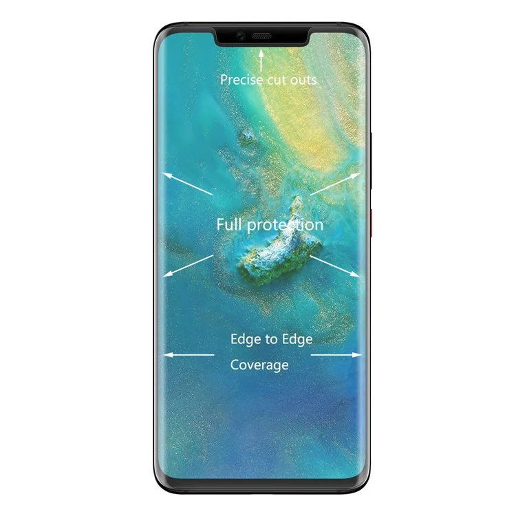 HAT PRINCE для Huawei Mate 20 Pro, 3D-стекло для полного экрана, 0,26 мм, с боковым клеем - прозрачное