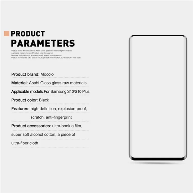 MOCOLO for Samsung Galaxy S10 3D Curved Tempered Glass Screen Protector (Scaled-Down Version) - Black
