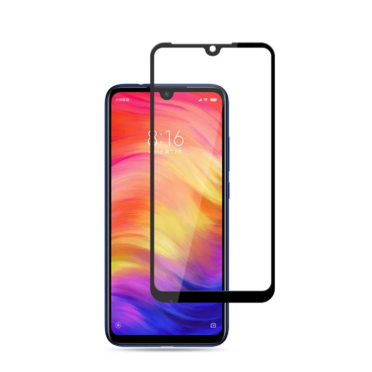 MOCOLO Silk Printing Anti-explosion Tempered Glass Full Screen Shield [Full Glue] para Xiaomi Redmi Note 7 / Note 7 Pro (Índia) - Preto