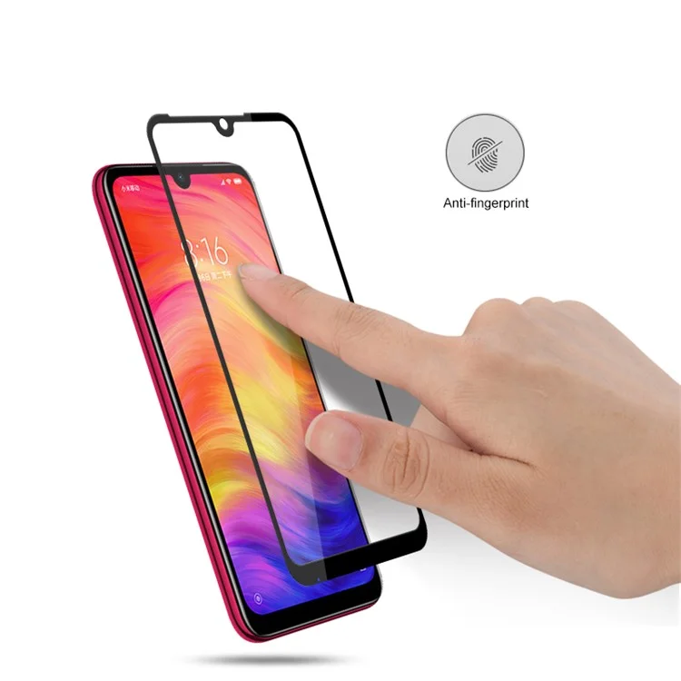 MOCOLO Silk Printing Anti-explosion Tempered Glass Full Screen Shield [Full Glue] para Xiaomi Redmi Note 7 / Note 7 Pro (Índia) - Preto