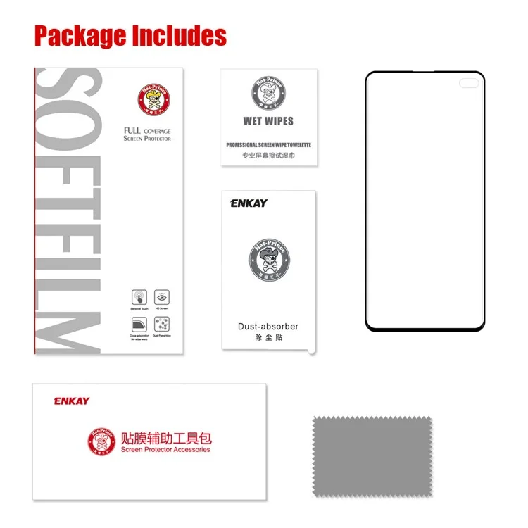 HAT PRINCE Electroplated PET 3D Curved Full Screen Protector Film for Samsung Galaxy S10 Plus  [Support Ultrasonic Fingerprint Unlock]- Black