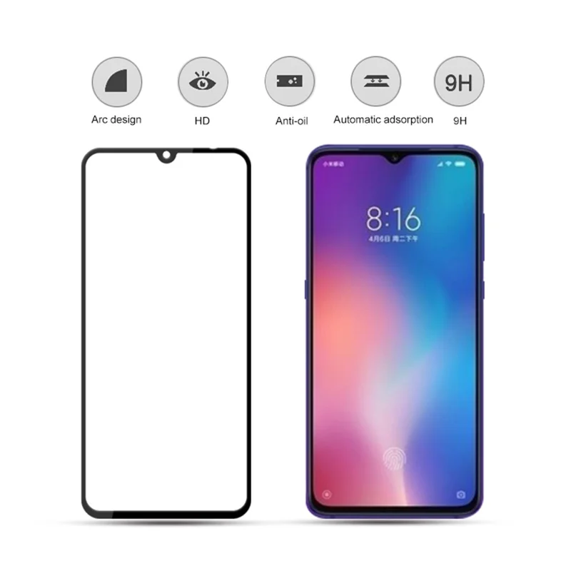 MOCOLO Full Coverage Full Glue Silk Print Tempered Glass Screen Protector Film för Xiaomi Mi 9