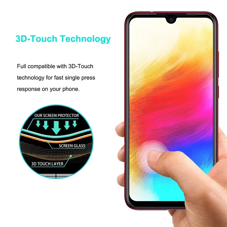 Chapeau Prince Pour Xiaomi Redmi Note 7 / Note 7 Pro (Inde) 0.26mm 9H 6D Verre Trempé Plein Couverture