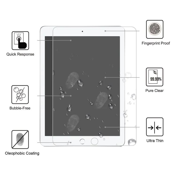 0.25mm Arc Edge 9H Couvre-écran Couvercle En Verre Trempé Pour IPad 9,7 Pouces (2018) /9.7-inch (2017)