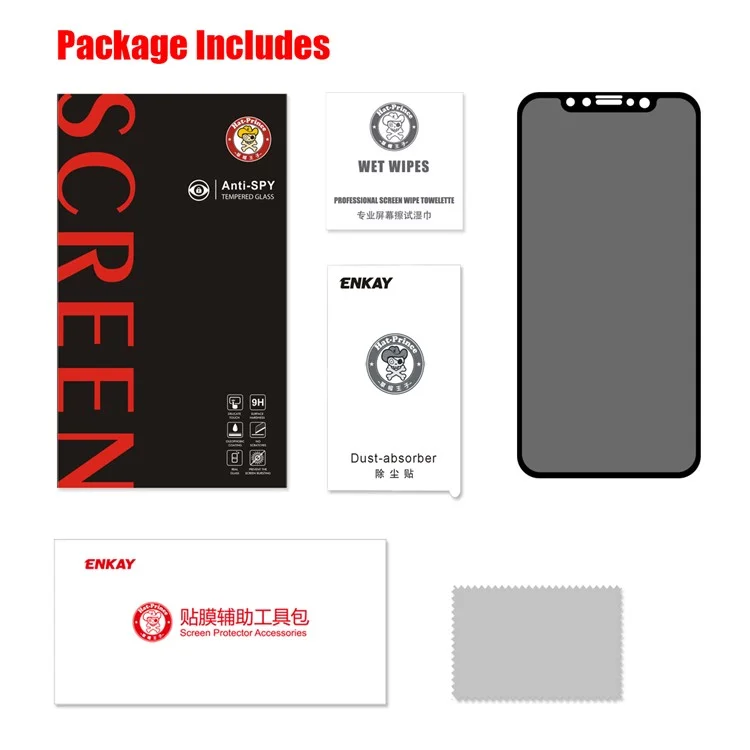 HAT PRINCE für iPhone (2019) 6.1 Zoll / XR 6.1 Zoll 0,26 mm 9H 2,5D Datenschutzschutz Vollbildschirm-Panzerglas-Schild