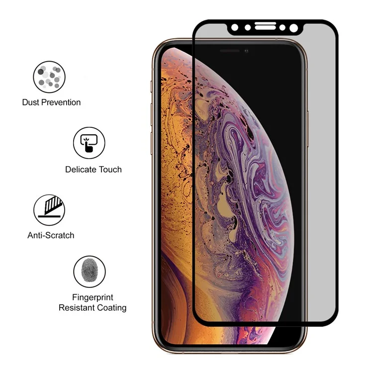 Cappello Prince 0.26mm 9h 2.5D Protezione Della Privacy Protezione Del Vetro Temperato A Schermo Intero Per IPhone (2019) 5,8 Pollici / Xs / X 5,8 Pollici