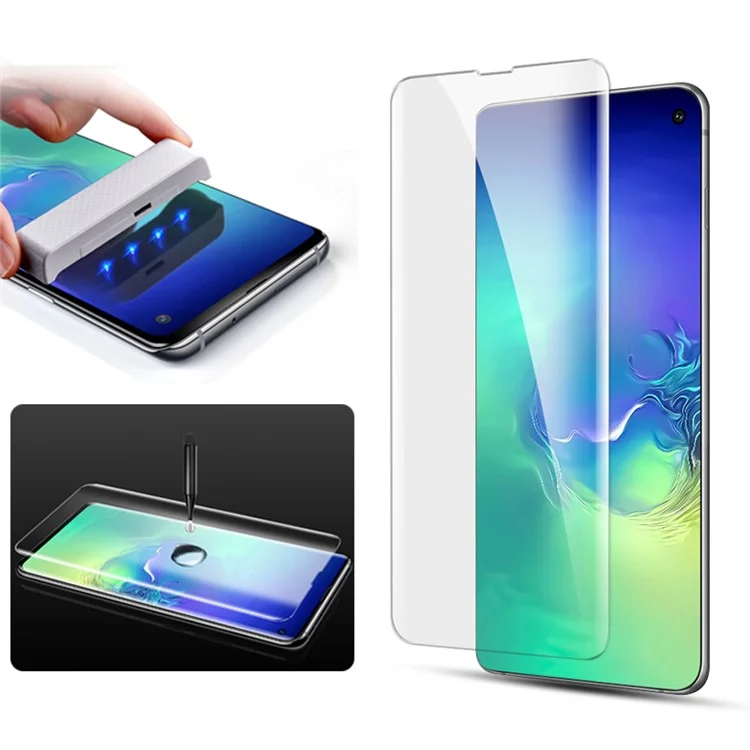 Mocolo 3D Gebogene Klebstoff UV Light -bestrahlung Film Für Samsung Galaxy S10, Vollbeschwerde HD Temperierte Glasschilddrüter -beschützerin