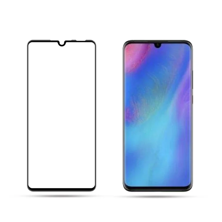 MOCOLO Silk Printing Tempered Glass Screen Film for Huawei P30 Lite, Full Cover Anti-Explosion HD Clear Touch Screen Protector - Black