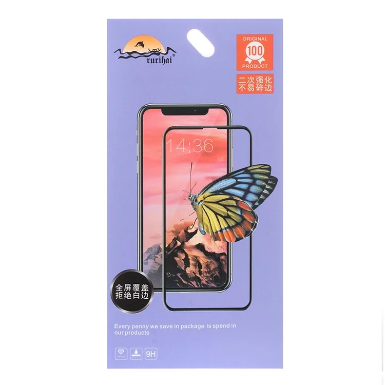 RURIHAI Full Size Full Glue Solid Defense Tempered Glass Screen Film Cover for Huawei Y6 (2019)/ Y6 Prime (2019) / Y6 Pro (2019)