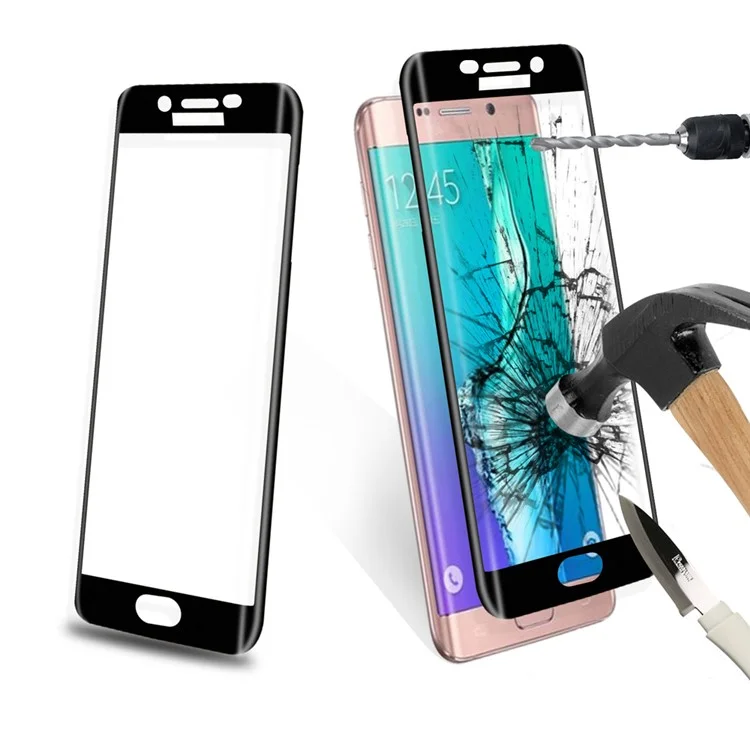 For Samsung Galaxy S7 edge G935 Full Size Plated Curved Tempered Glass Screen Protector - Black