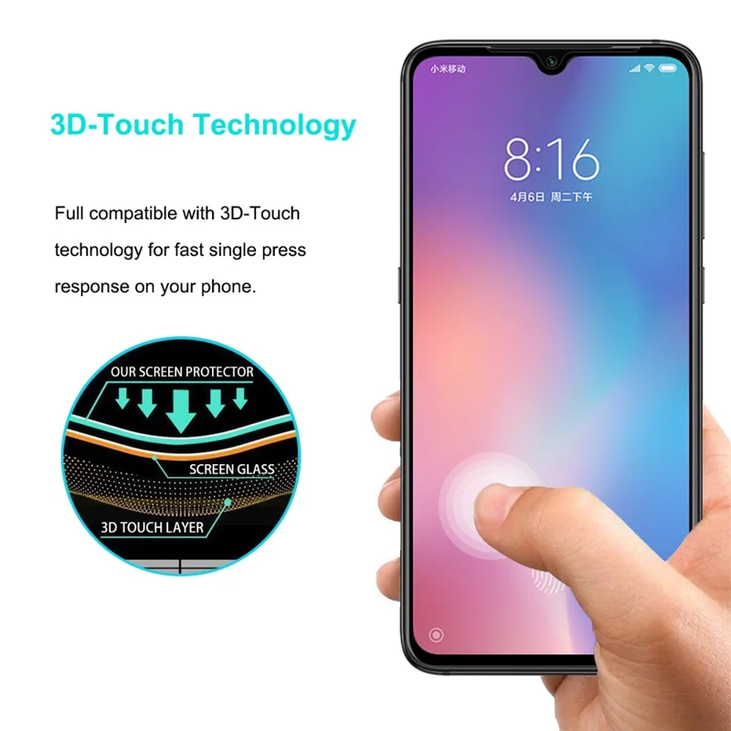 HAT PRINCE Volledige Dekking 0,26 mm 9H 2,5D Afgeronde Rand Gehard Glas Screenprotector Folie (Volledige Lijm) voor Xiaomi Mi 9