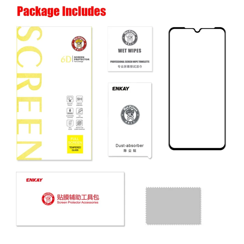 HAT PRINCE Volledige Dekking 0,26 mm 9H 2,5D Afgeronde Rand Gehard Glas Screenprotector Folie (Volledige Lijm) voor Xiaomi Mi 9