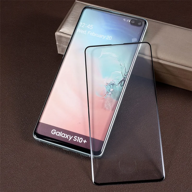 Curved Full Size Tempered Glass Screen Protector Film for Samsung Galaxy S10 Plus (Fingerprint Unlock)