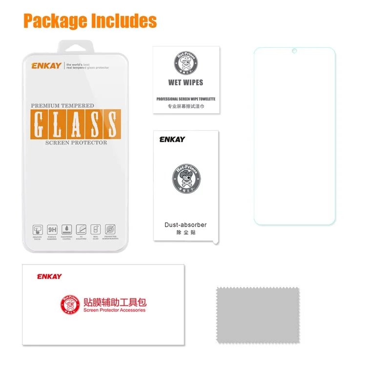 ENKAY HAT PRINCE 0.26mm 9H Protetor de Tela de Vidro Temperado para Samsung Galaxy M30 / A40s/A50/A30/A20 (Borda Arqueada 2.5D)