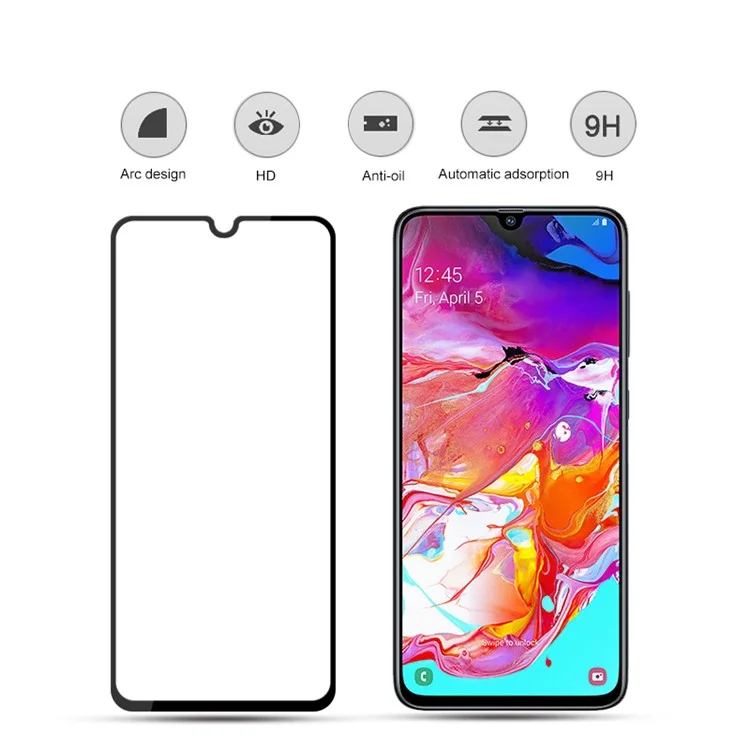 Mocolo Silk Print ARC Edge Copertura Completa Protettore A Schermo In Vetro Temperata 9H Per Samsung Galaxy A70