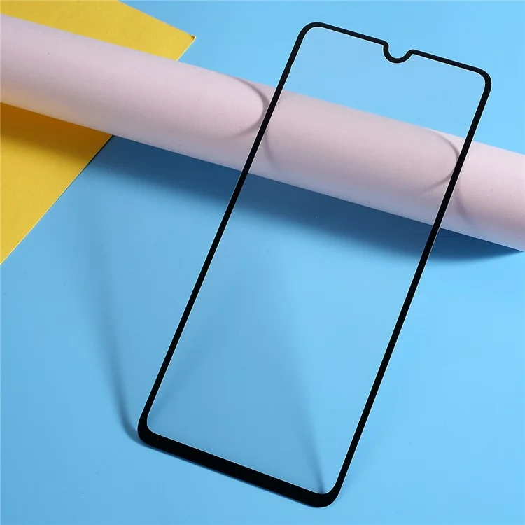 9H Curved Full Size Silk Print Tempered Glass Screen Protector for Samsung Galaxy A70 - Black