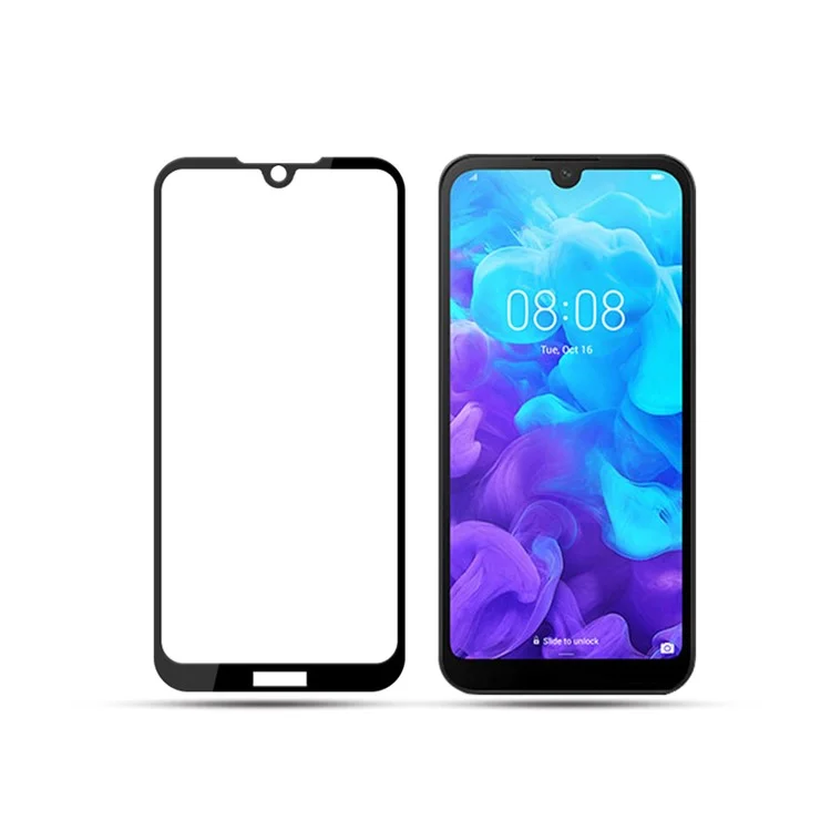 AMORUS Full Glue Silk Printing Tempered Glass Full Screen Protector für Huawei Y5 (2019) / Honor 8S