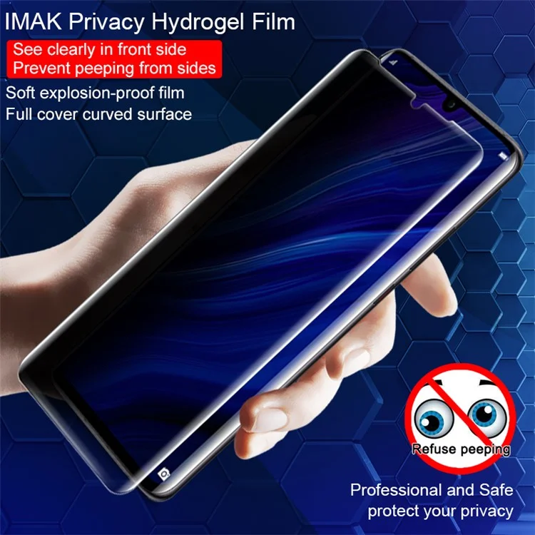IMAK Soft Anti-peep Hydrogel Film II Full Cover Front Screen Protector Film [Soporte para reconocimiento de huellas dactilares por ultrasonido] para Huawei P30 Pro