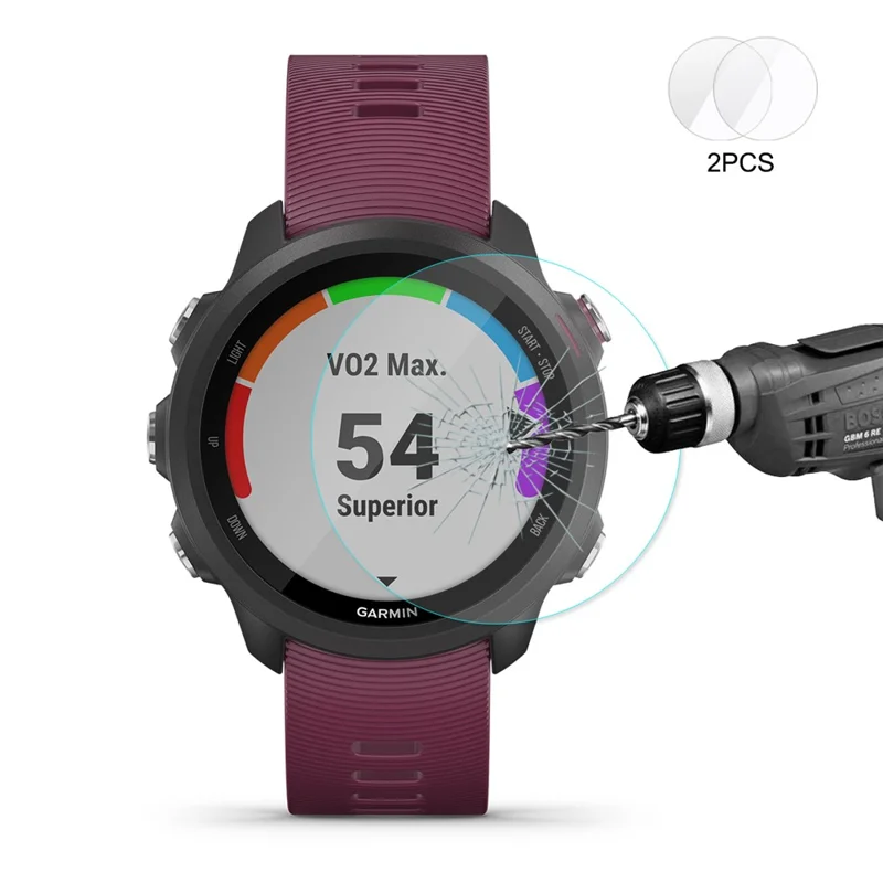 HAT PRINCE 2 pièces / pack 0,2 mm 9H verre trempé incurvé films protecteurs d'écran pour Garmin Forerunner 245 Music