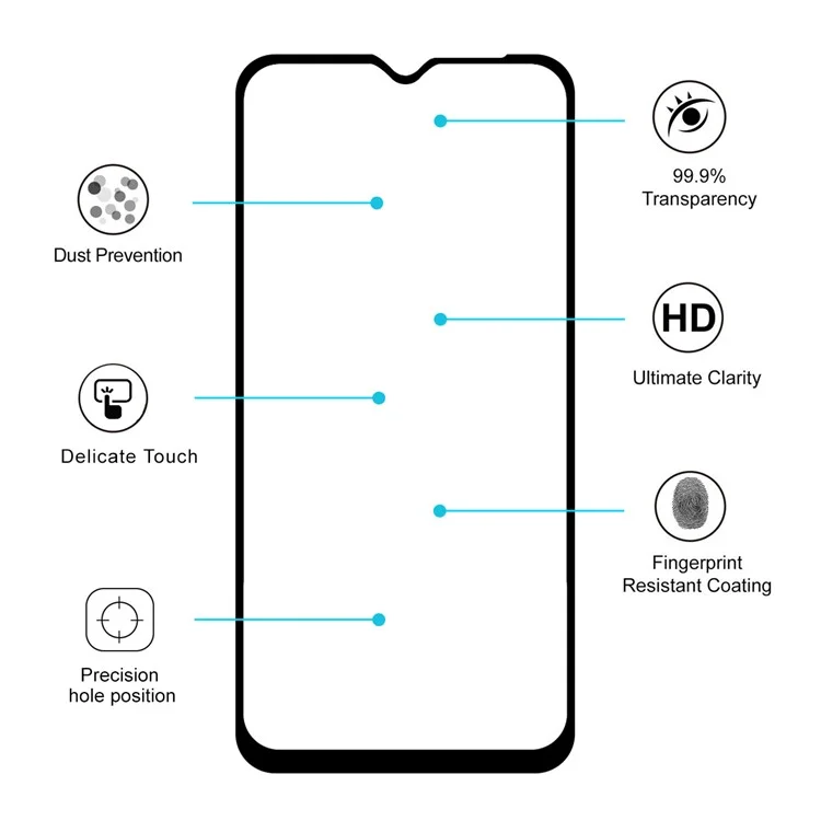 HAT PRINCE Full Glue 0.26mm 9H 2.5D Full Coverage Tempered Glass Screen Protector for Samsung Galaxy A20e