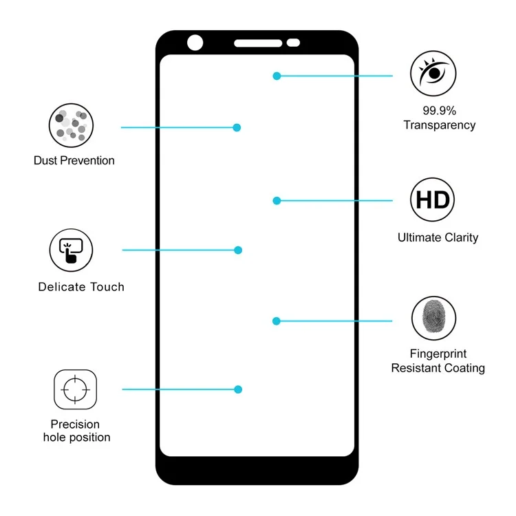 HAT PRINCE for Google Pixel 3a XL Full Glue Full Size 0.26mm 9H 2.5D Arc Edge Tempered Glass Screen Protector