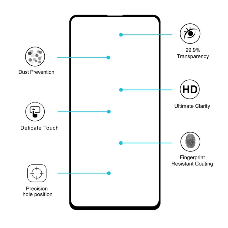 HAT PRINCE for Xiaomi Redmi K20 / Mi 9T / Redmi K20 Pro / Mi 9T Pro Full Glue Full Size 0.26mm 9H 2.5D Arc Edge Tempered Glass Screen Protector