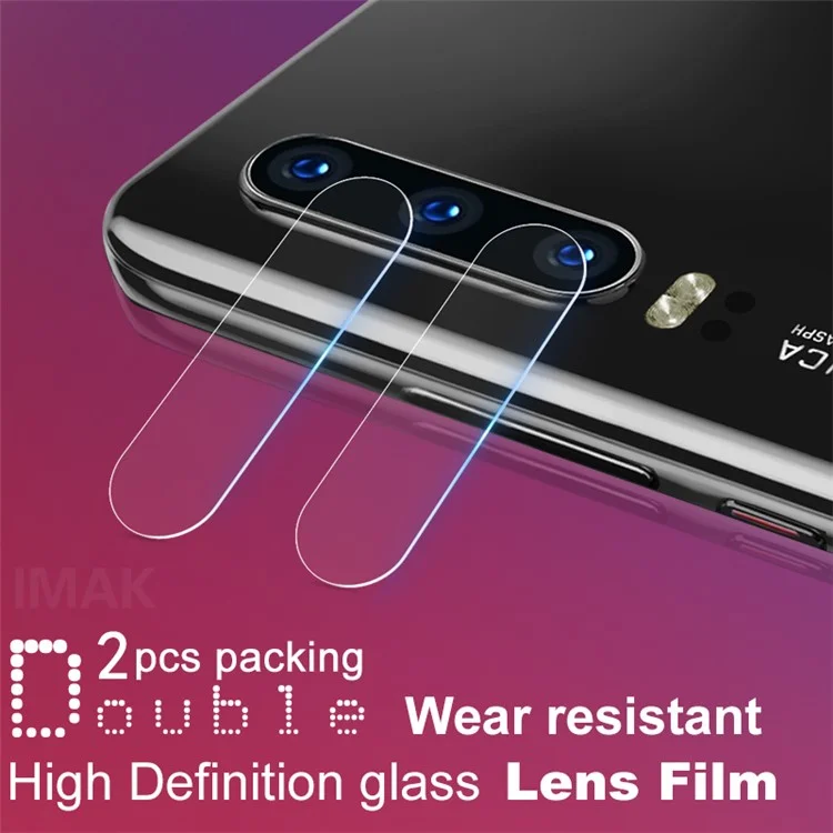 IMAK 2Pcs/Pack Anti-scratch HD Glass Mobile Camera Lens Film for Huawei P30 -Transparent