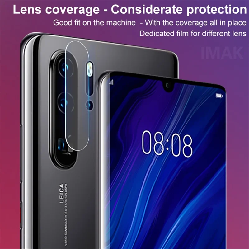 IMAK 2Pcs/Pack Anti-scratch HD Glass Mobile Camera Lens Film for Huawei P30 Pro -Transparent
