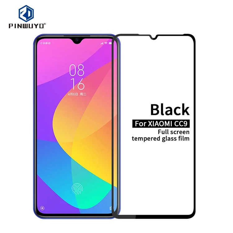 PINWUYO Full Coverage 2.5D 9H Tempered Glass Screen Film Xiaomi Mi CC9 / Mi CC9 Meitu Edition/ Mi 9 Lite