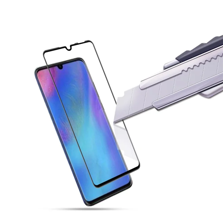 AMORUS Silk Printing Full Glue Tempered Glass Screen Protector Film für Huawei P30 Lite / nova 4e