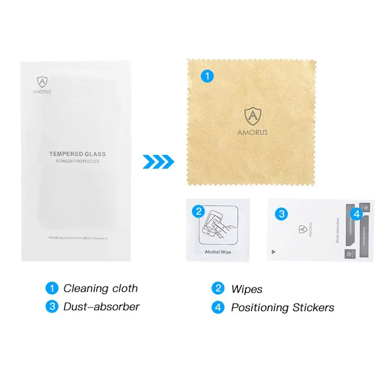 AMORUS Silk Printing Full Glue Tempered Glass Screen Protector Film für Huawei P30 Lite / nova 4e