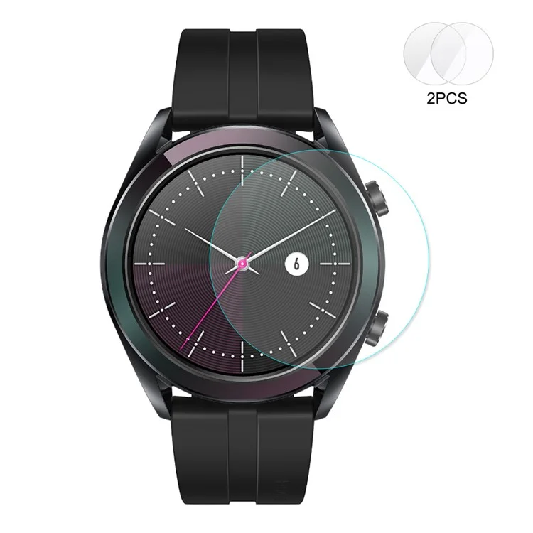 2 pièces / Ensemble de protecteurs d'écran en verre trempé pour Huawei Watch GT 42 mm, épaisseur de 0,2 mm, dureté 9H, bords arrondis 2,15D