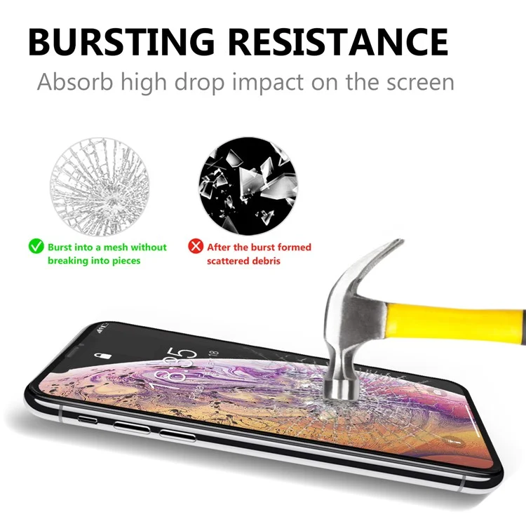 Full Screen Tempered Glass Screen Protector für iPhone 11 Pro Max 6.5 Zoll (2019)/XS Max 6.5 Zoll - Schwarz