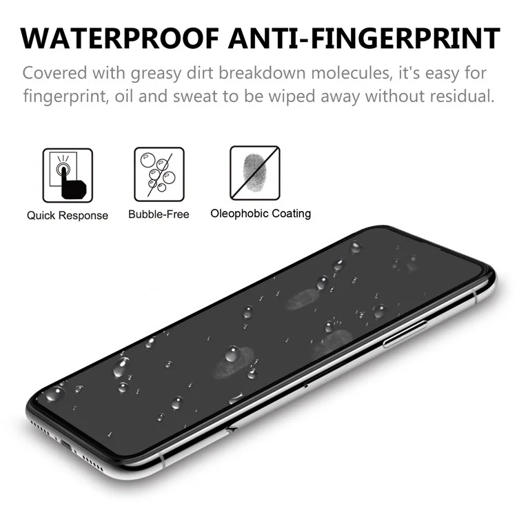 Full Screen Tempered Glass Screen Protector für iPhone 11 Pro Max 6.5 Zoll (2019)/XS Max 6.5 Zoll - Schwarz
