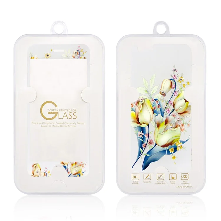 0.3mm Super Thin Embossing Front + Back Tempered Glass Screen Protector for iPhone 6s 6 - Tulips
