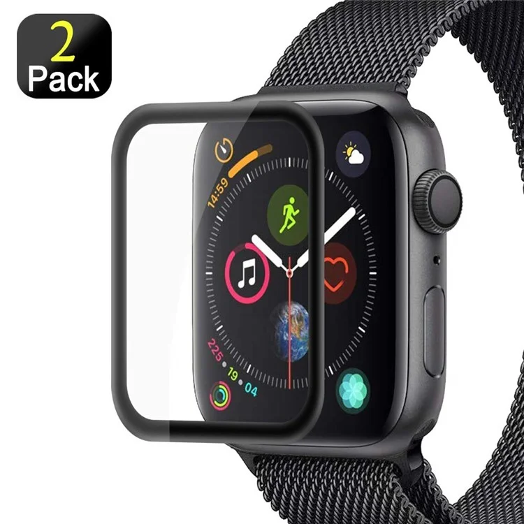 2 защитных стекла с полным покрытием и полной проклейкой для Apple Watch Series 5 44mm
