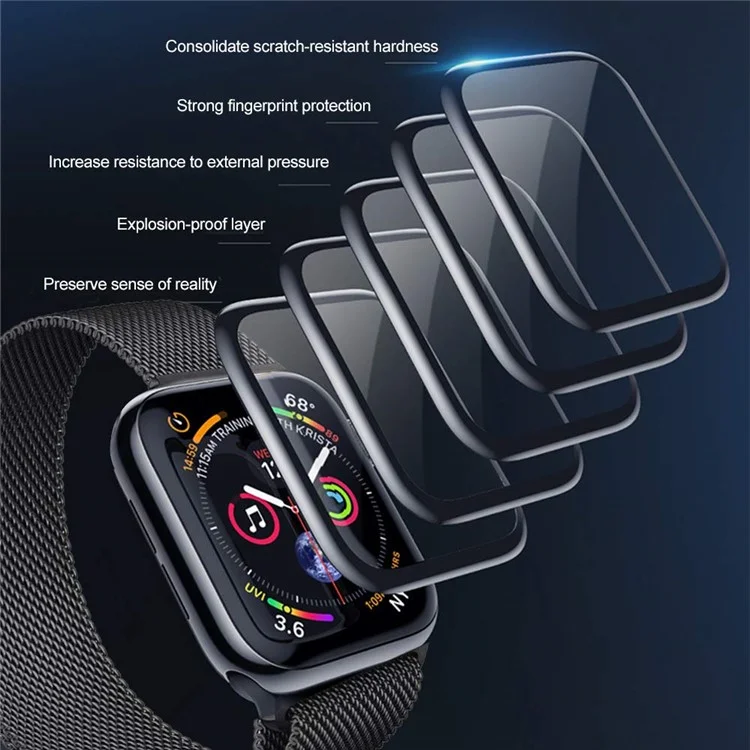 2 films de protection d'écran en verre trempé avec colle intégrale pour Apple Watch Series 5 40mm