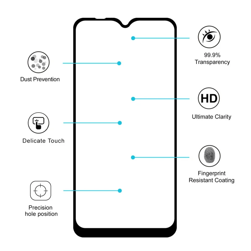 HAT PRINCE Full Glue Full Size 0.26mm 9H 2.5D Arc Edge Tempered Glass Screen Protector for Xiaomi Redmi 8A