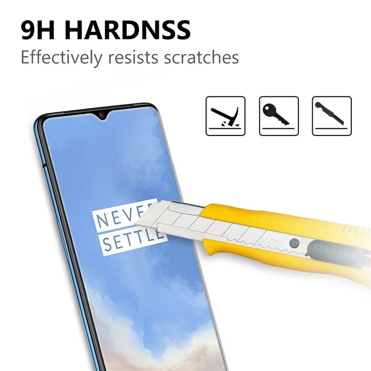 Pour OnePlus 7T 2.5d Arc Edge 9H Film de Protecteur en Verre Trempé Anti-explosion