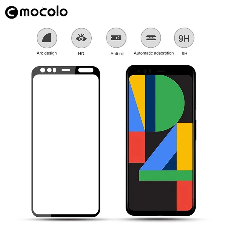 MOCOLO Silk Print Full Coverage 9H Getemperte Glasfolie Bildschirmschutz für Google Pixel 4 XL