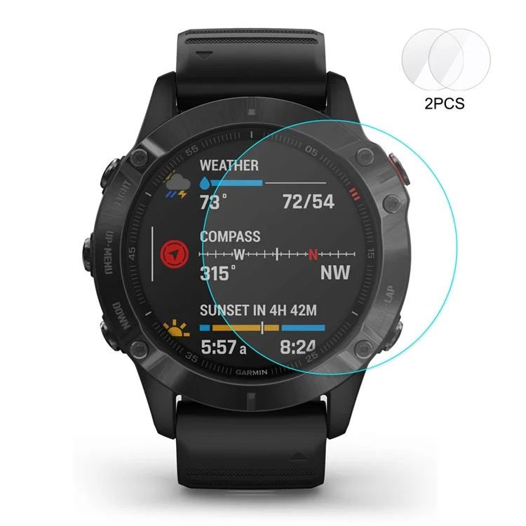 HAT PRINCE 2PCS Pellicole protettive in vetro temperato 0,2 mm 9H 2,15D per Garmin Fenix 6 / 6 Pro / 6 Sapphire 47 mm