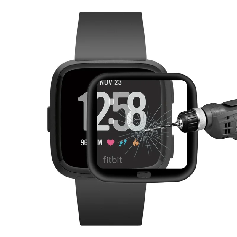 HAT PRINCE Full Size TPU Edge + PMMA Glass Screen Protector for Fitbit Versa (2018)