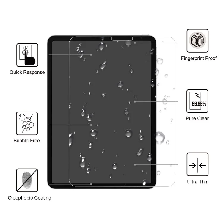 0,25 mm Arco de Borde 9H Cobertura total de la pantalla Película protectora de vidrio templado para iPad Air (2020) / Air (2022) / Pro 11 pulgadas (2018) 